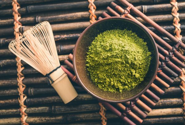 Japanese green matcha tea powder