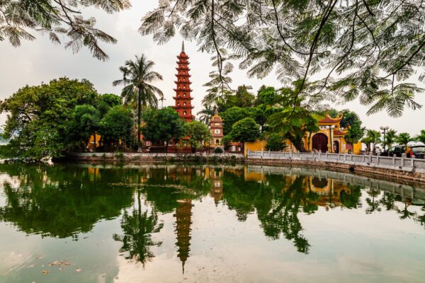 Tran Quoc pagoda in the morning, the oldest temple in Hanoi, Vietnam.
