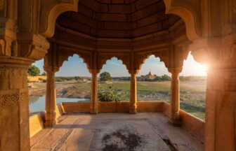 Pavillion at Amar Sagar lake, Jaisalmer, Rajasthan, India